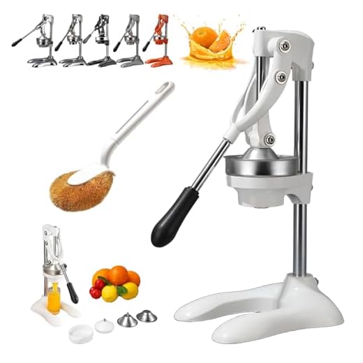 Stainless Steel Manual Citrus Hand Juicer, Commercial Grade Cast Iron Juicer Hand Press for Orange, Lemon, Lime & Pomegranate, Eco-Friendly Juicers High Yield & No Electricity & Easy to Use (White)