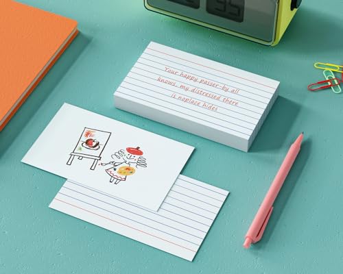 Index Cards 3x5, 300 Pack, Heavy Ruled Index Cards, Notecards 3x5 Lined, Flash Cards for Studying, Note Cards for Office, Home and School, White, 4 Packs of 75 Pack