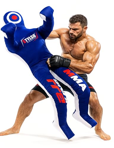 Un-Filled Grappling Dummy Wrestling Dummy Jiu Jitsu Dummy for BJJ MMA Judo Karate Practice Adult Kids and Youth Training Tackling Dummies - Blue 5ft / 60