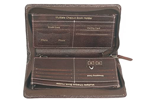 Image of Sukeshcraft Multiple Cheque Book Holder | Original Leather Holds Upto 8 Cheque Books (2Tone Brown)