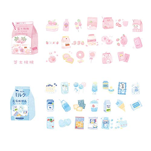 DzdzCrafts 80pcs Cheese Yogurt Stickers 1.57-Inches Large for Scrapbooking Diary Planner Card Making Laptop