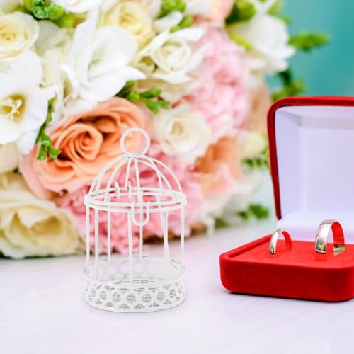 CVUTOVO Mini Vogelkäfig Deko Aufbewahrungsbox für Schmuck und Süßigkeiten Eleganter Tisch Organizer für Kinderzimmer Dekorativer Eisenkerzenhalter für Ringe