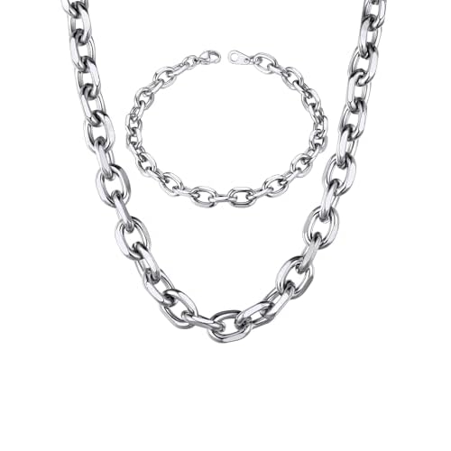 ChainsHouse Product Image Chain Link Bracelet Stainless Steel and Stainless Steel Cable Chain Necklace