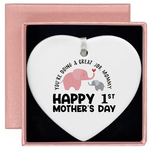 First Mother’s Day-New Mom Gift-You’re Doing a Great Job-Mom Life Appreciation Present-Thank You-Double Sided Printing Keepsake-Heart Shaped Ornament