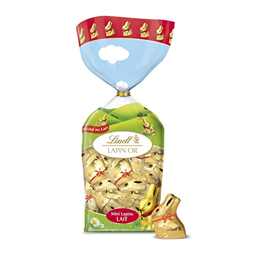 Lindt - Sachet de Mini-Moulages LAPIN OR - Chocolat au Lait - Idéal pour Pâques, 120g