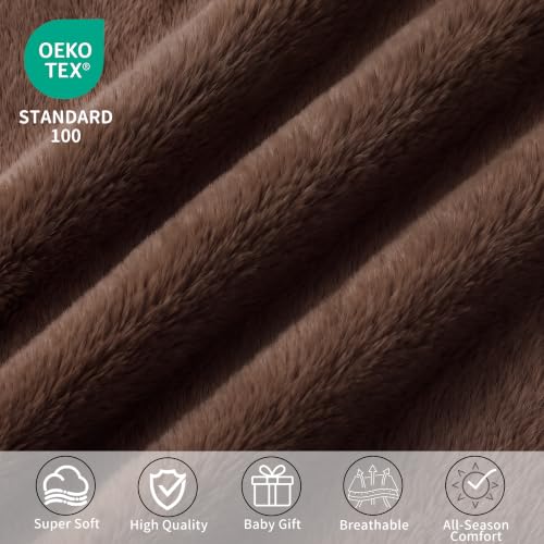 Image of Pro Goleem Fleece Baby Blanket with 2 Inch Satin Trim Soft Anti-Static Plush Blanket for Boys and Girls Christmas Baby Gifts for Babies 30''x40'',Brown