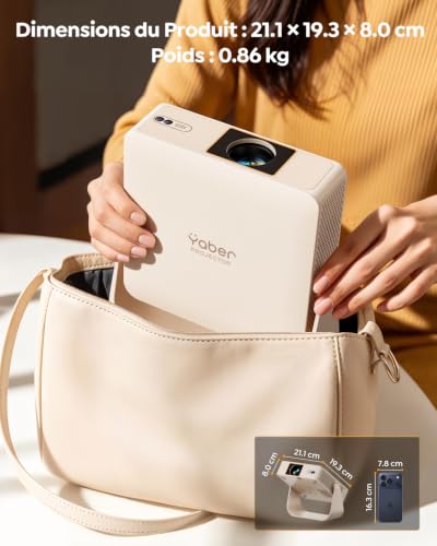 Yaber Videoprojecteur 4K 【Apps Intégrées/Dolby Audio/Rotation 330°】 Projecteur Video HDR10 avec Auto Focus/Keystone, Retroprojecteur Portable Compatible WiFi 6, Bluetooth 5.2 pour Home Cinéma - 4