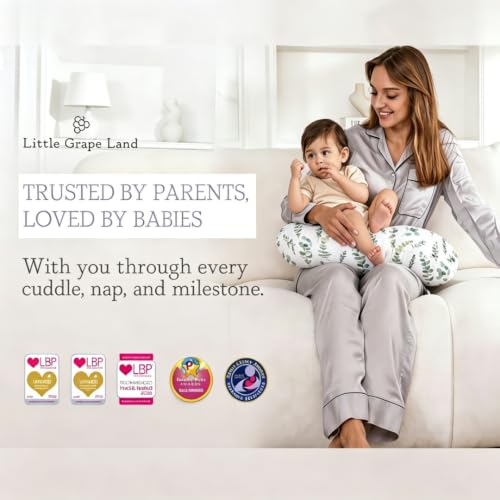 Image of Little Grape Land Nursing Pillow for Infants, Extra Firm Breastfeeding Pillows, Baby Pillow for Nursing, Bottle Feeding with Machine Washable Cover & Breathable Filling