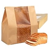 Bolsas de papel para pan: envoltorio para panadería con ventana, para almacenamiento de refrigerios, paquete de productos horneados de 50 piezas | Ideal para madre, pan, galletas, pastelerí