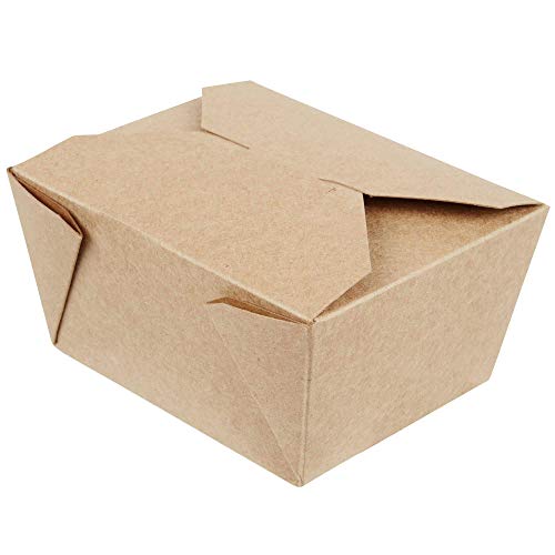 [40 Pack] 30 Oz 5 X 4.5 X 2.5" Disposable Paper Take Out Food Containers, Microwaveble Folding Natural Kraft To Go Boxes #1 #TOP9