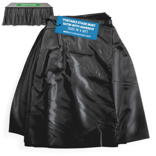MyStage 16x28 Stage Skirt Satin with Adhesive Black