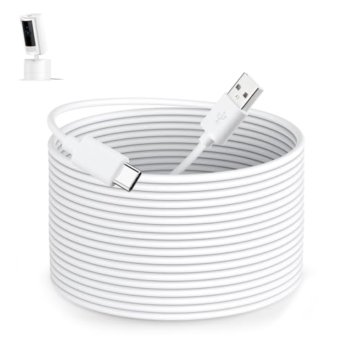 Image of Smays 16 ft Power Cable for Ring Pan-Tilt Indoor Cam (2024 Release), USB-A to USB C Long Extension Cord, White