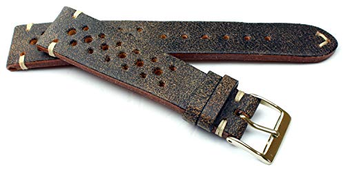 Bracelet montre 19mm en cuir marron vintage idéal pour vos aventures urbaines au quotidien