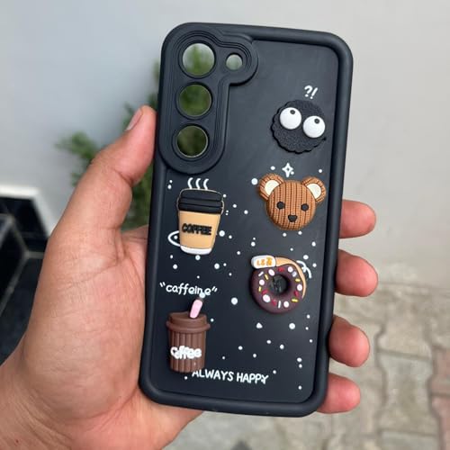 Image of Pikkme Back Cover for Samsung Galaxy S23 5G | 3D Cartoon Silicone Case Cute & Fun Full Protective Bumper Cover (Black)