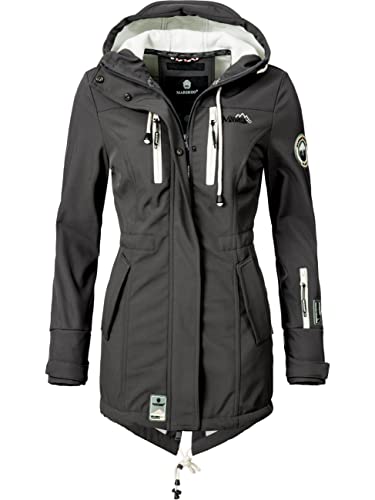 MARIKOO Damen Übergangsjacke Softshellmantel mit Kapuze Zimtzicke...