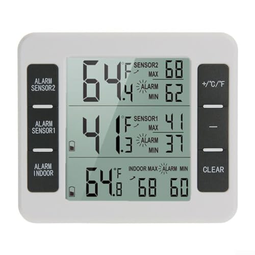 Fridge Temperature Wifi Alarm, LCD Digital Freezer Thermometer, Indoor Outdoor Wireless Digital Freezer Alarm Thermometer(1X sensor)
