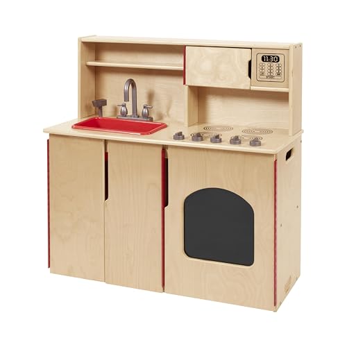 Image of Back2School Express Chef's Station Kids Pretend Play Kitchen, Wooden Playset, Natural