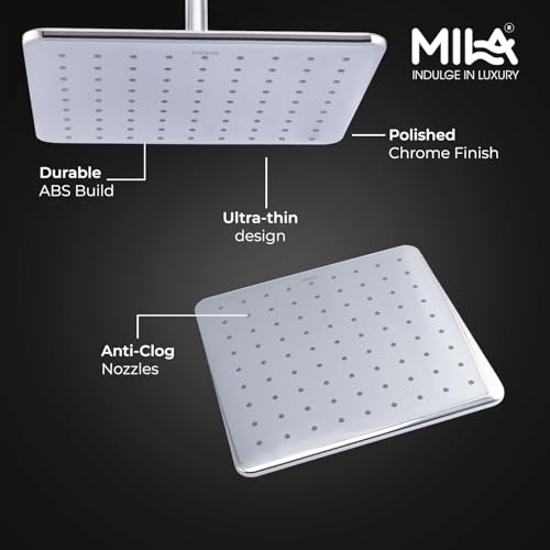 Image of Mila Dazzle Rain Shower| Chrome Finish Square Overhead Shower | 305 * 305mm Ceiling Mounted | ABS Body| Single Function Rainfall Shower for Broad Coverage & Water Efficiency| (Without Arm)