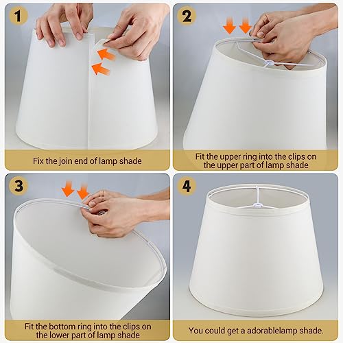Lamp shades Set of 2, Drum Fabric Lamp Shades for Table Lamps and Floor Light, Lampshades Spider Fitter: 9.5\" Top x 13\" Bottom x 9\" High, Lampshades Natural Linen Hand Crafted - Thumbnail 4