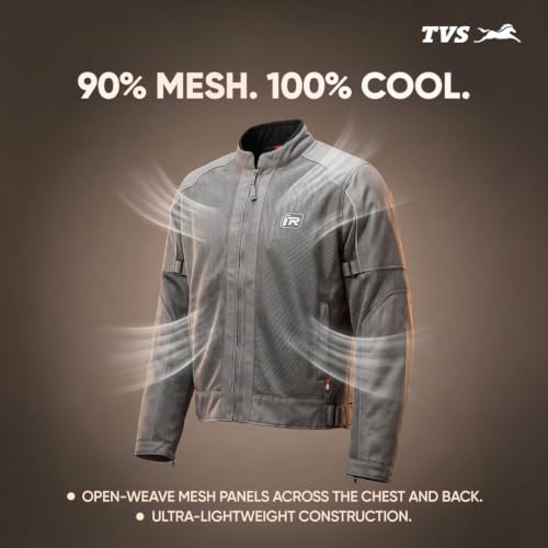Image of TVS Ronin Edition Mesh Riding Jacket for Men | CE Level 2 Lightweight Back, Shoulder & Elbow Armours, 600D Protection, Lightweight Summer Motorcycle Jacket for Touring, City Riding