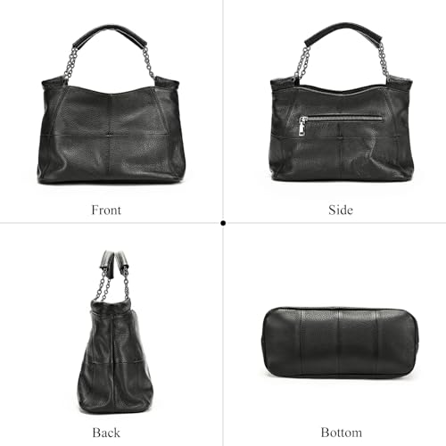 Bolso tote mediano de cuero genuino para mujer miniatura 6