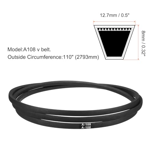 Image of uxcell A108 or 4L1100 Classic Wrapped Rubber V-Belt, 108 inch(2743mm) Inside Circumference, A Profile V Belt