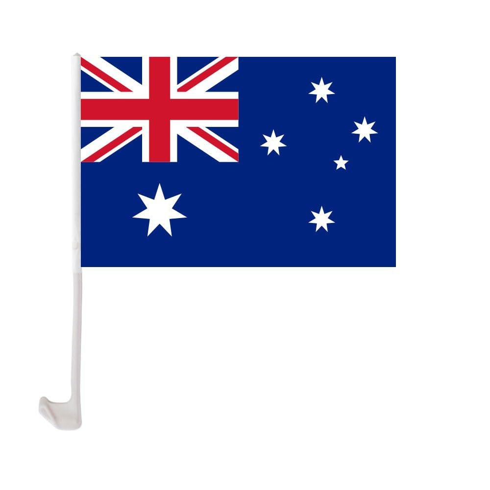 Bandera para Ventana de Coche Australia con Mástil Flexible y Tejido Ligero Pack de 10