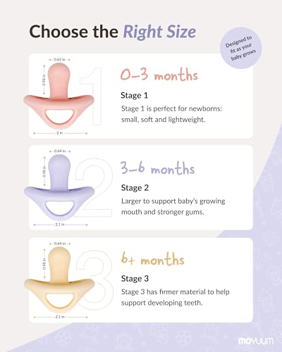 Image of Moyuum Silicone Macaron Pacifier | Made in Korea, BPA Free One-Piece Design Baby Soother, Soft Orthodontic Shape with Air Holes, 2 Pack with Travel Case, Newborn 0-3 Months (Mango+Pink, Stage 1)
