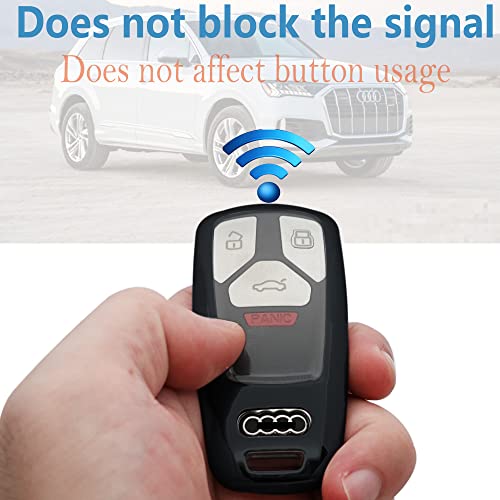 Kirsnda For Audi Key Fob Cover Case With Keychain,Soft Tpu Key Case/Skin,3-4 Buttons Fit A4 A5 S4 S5 Rs4 Rs5 Q5 Q7 Q8 Tt Sq5 R8 S5 Smart Remote Key Vehicle Accessories(Black) #TOP5