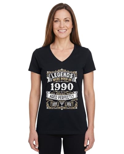 36th Birthday Gift T-Shirt for 36 Year Old Woman - Funny 36th B-Day Humor Gag Tee for Women Born in 1990 - (Vneck,M)