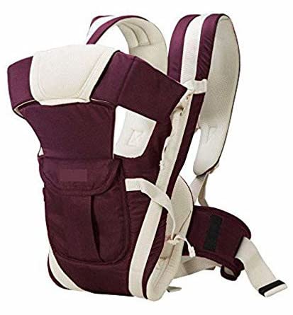 TERPI Soft Baby Carrier Baby Carrier Bag/Adjustable Hands Free 4 in 1 Baby/Baby Safety Belt/Child Safety Strip/Baby Sling Carrier Bag/with Comfortable Head Support & Buckle Straps (Wine Red)