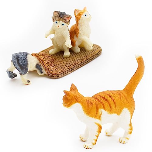 Gemini & Genius Cat Figures Toy Set, Kitty Cat Figurines, Colorful Kitten Toys, Pet Animal Toy Playset For Kids-3 Inches Length - 6Pcs Cute Cats Action Figures #TOP3