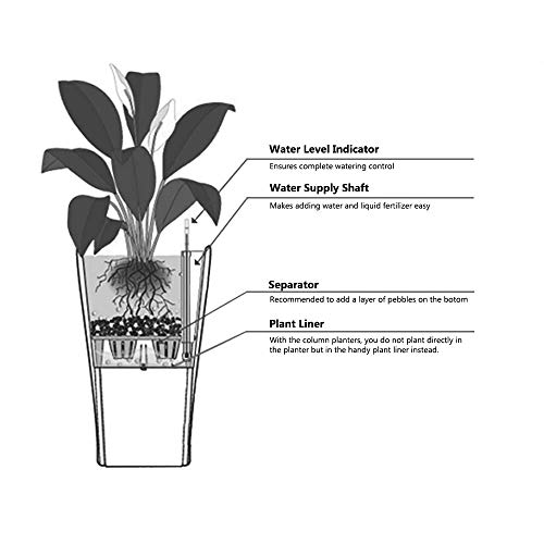 Xbrand 30'' H Black Rattan Self Watering Indoor Outdoor Square Planter Pot, Tall Decorative Gardening Pot, Home Decor Accent, Swplanterbk28 #TOP26