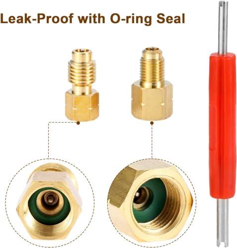 Image of 4PCS R1234yf Vacuum Pump Adapter,1 /4'' SAE Female FL x 1 /2 inch LH-Male & 1 /2 inch LH Female x 1 /4 inch SAE FL Male,Refrigerant Tank Adapter with Valve Core Remover for Air Conditioner HVAC Conversion