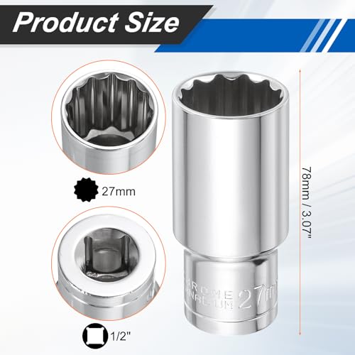 Clé à douille 27mm 1/2 pouce longue pour débloquer les boulons auto - 3