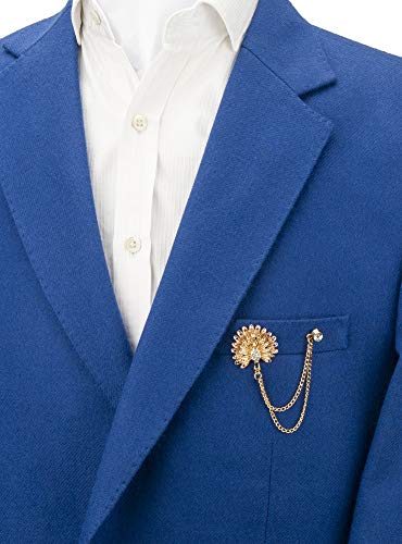 Knighthood Golden Stone Peacock with Hanging Chain Lapel Pin/Brooch - Thumbnail 3