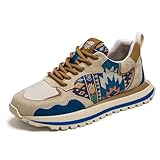 Tenis de moda para hombre, zapatos casuales bajos cómodos para caminar, Beige Azul, 41 1/3 EU