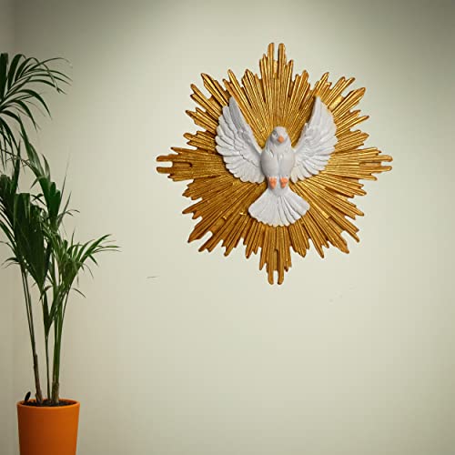 Image of KariGhar Resin Faith Dove Holy Spirit Wall Hanging Idol Perfect for Altar, Housewarming, Gifting and Decoration, Multicolor, 5 x 19 x 19 Cm | Perfect for Prayer Room, Drawing Room Decoration, Gifting, A0054