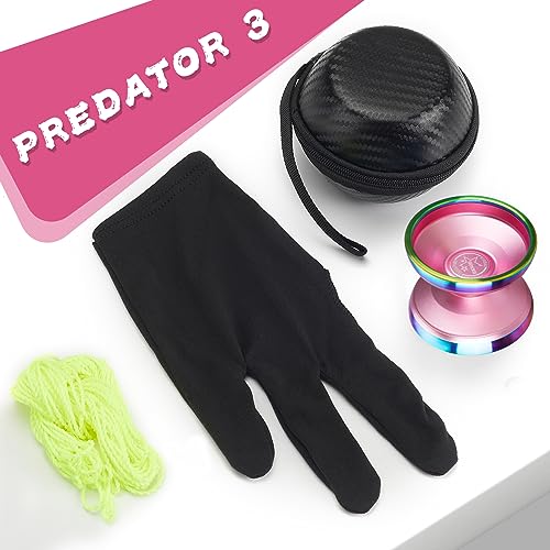 Hksod Professional Bi-Metal Yoyo,Unresponsive Yoyo for Adults Advanced Players Predator 3 trick yoyo with Premium YOYO Bearings with Yo-Yo Accessories - Pink