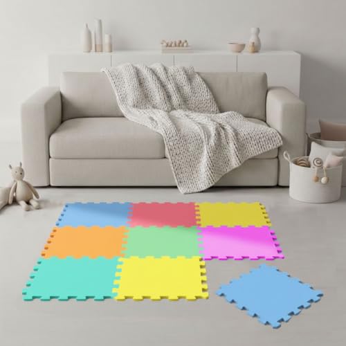 LittleTom Spielmatte Baby Puzzlematte ab Null - 30 x 30 cm Krabbelmatte Bodenmatte Kinder - Puzzle Teppich Kinderzimmer Matte - Outdoor Bodenschutzmatte Spielteppich Eva Schaumstoff Isomatte