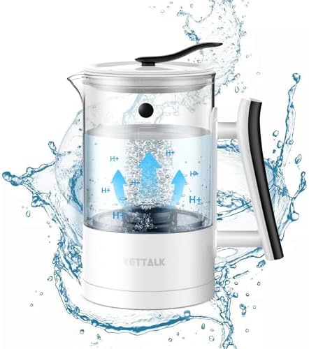 Hydrogen Water Generator Ionized Water Machine SPE and PEM Concentrator Technology Hydrogen Water Pitcher 2300PPB Electrolysis Alkaline Water Jug, Balanced pH Water Ionizer, Glass-W92-01