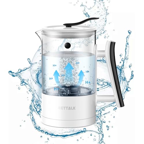 Hydrogen Water Generator Ionized Water Machine SPE and PEM Concentrator Technology Hydrogen Water Pitcher 2300PPB Electrolysis Alkaline Water Jug, Balanced pH Water Ionizer, Glass-W92-01