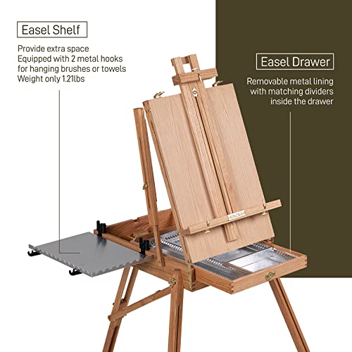 ATWORTH Cavalete francês para pintura, cavalete de madeira de carvalho de luxo com bandeja lateral d