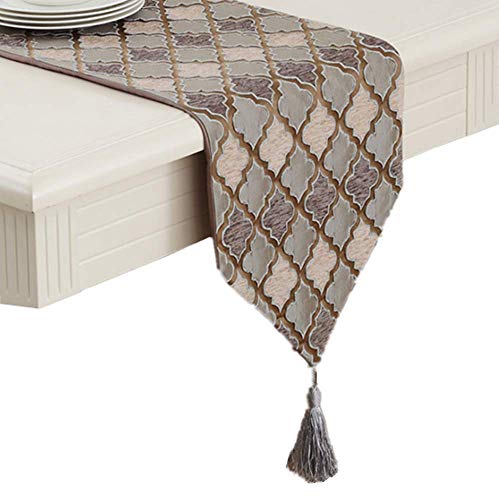 Ozxchixu Tm Modern Fall Jacquard Weave Geometric Table Runners Coffee Color With Tassels For Coffee Tea Party Table Dresser Home Decoration 13 X 73 Inches #TOP5