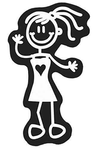 Family Car Decals ADH06662 Pegatina Familia Corazon para Coche tamaño 8 cm Alto, NIÑA Feliz