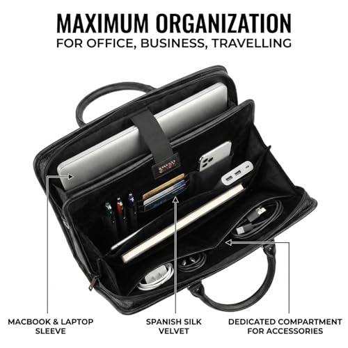 Image of SINSH Laptop Briefcase For Men | Professional Office Work Leather Bag 15.6 Inch Water Resistant With Multiple Organisers | Executive Business Crocodile Finish Onir