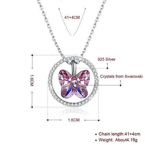 Collier papillon en argent sterling 925 avec cristal éclatant de haute joaillerie - 4