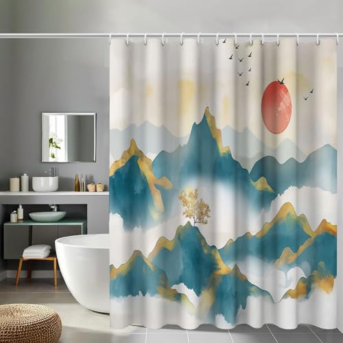 Rideau de douche 240x200 cm imperméable bleu clair - 2