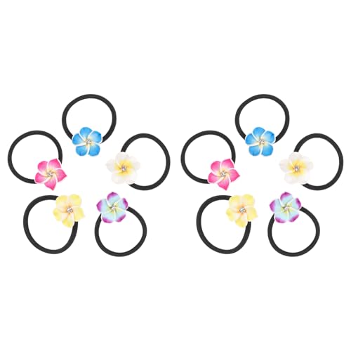 LALAFINA 10 pcs Flower Hair Ties Plumeria Design Elastic