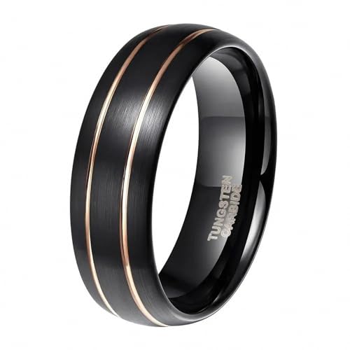 Anillo de boda para hombre de tungsteno negro joyería casual y formal 8mm